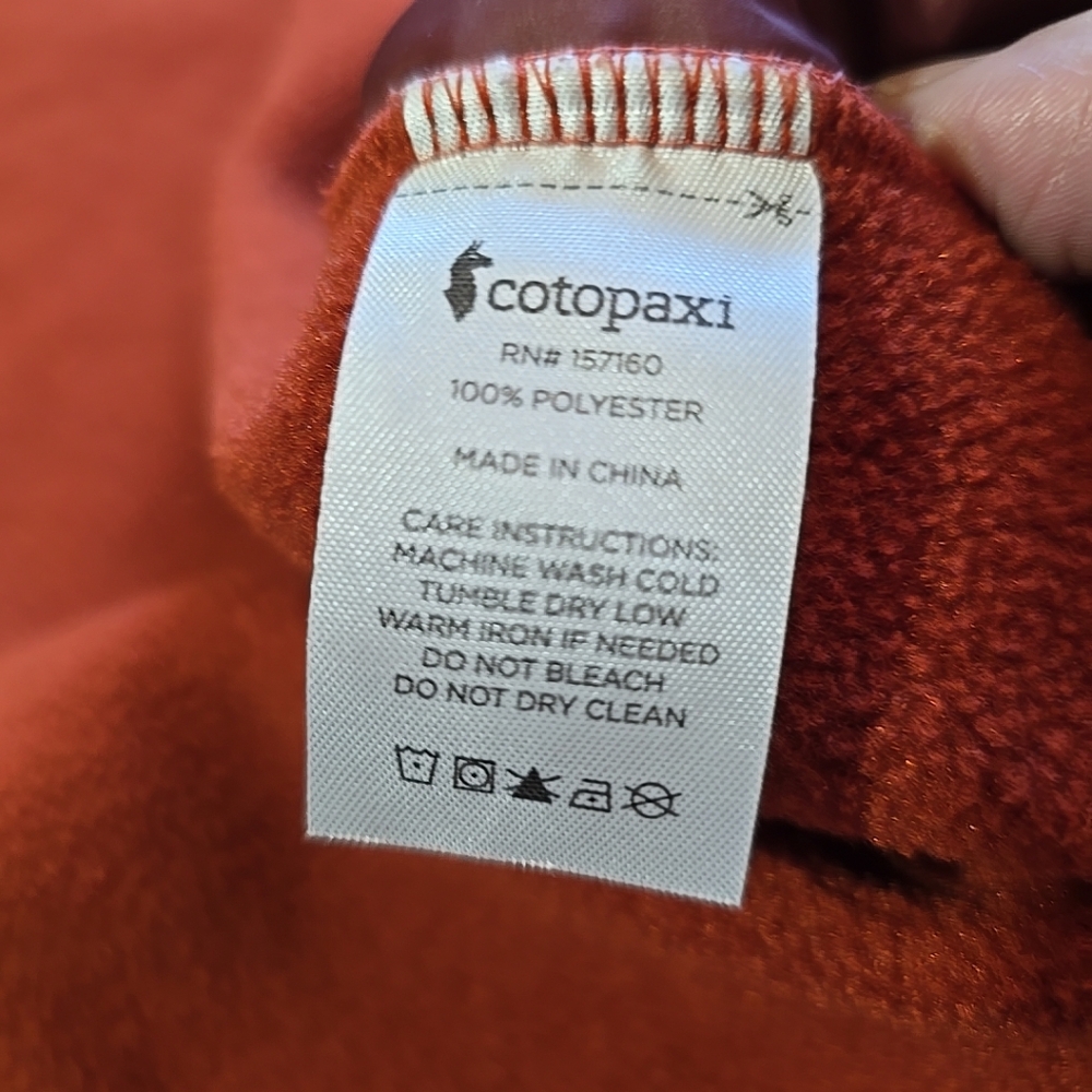 Cotopaxi Teca Full Zip Burnt Orange Fleece Jacket with Colorful Stripes Size M - Picture 9 of 9